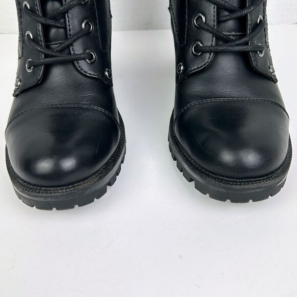 GBG Guess Jaydyn  Lace Up Ankle Boots Combat Heeled  w/ Zip & Buckle Black 8 EUC - Picture 8 of 14